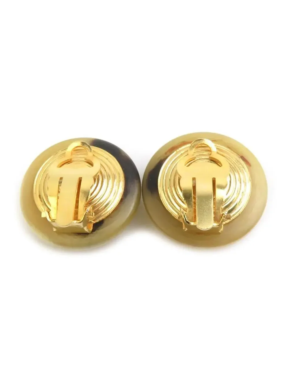 Auth Hermes Earrings Beige/Gold Buffalo #303041H17B